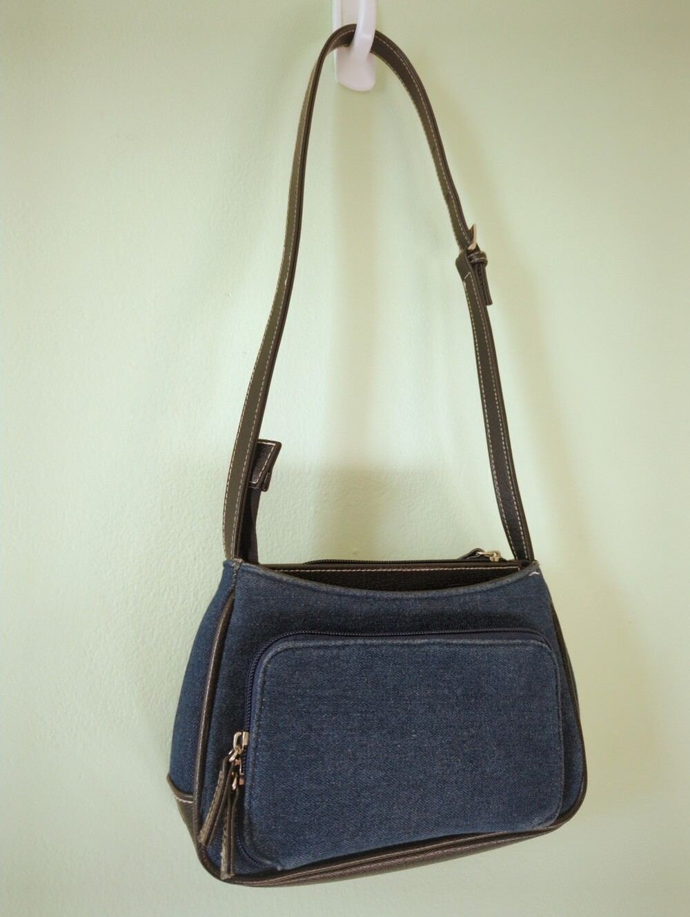 Vintage Y2K Denim Mini Shoulder Bag 2000s Faux Leather Blue Black
